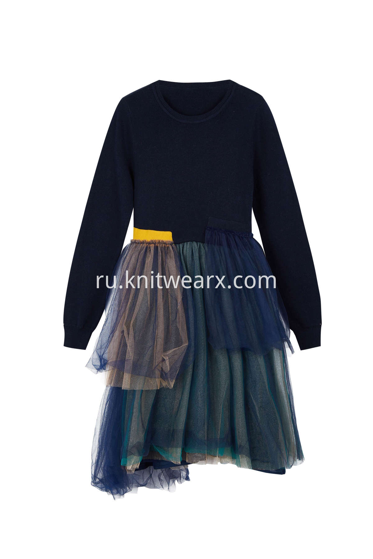 Girl's Fahion Party Sweater Dress Cotton Chiffon Skirt